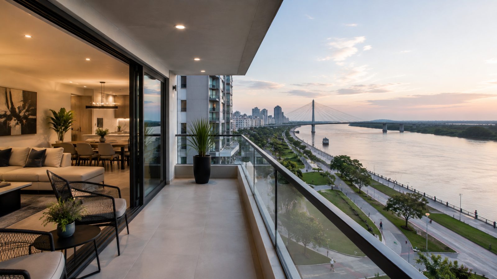 Balcón con vista al río